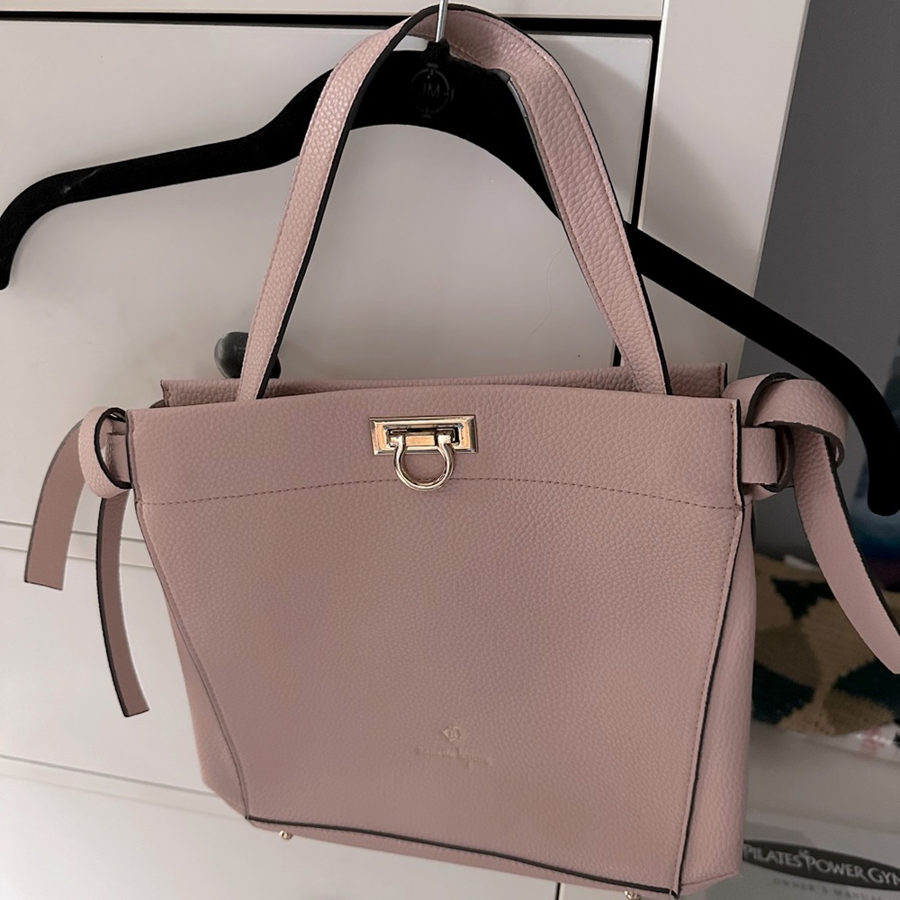Nanette Lepore, pink purse with gold buckle magnet closure